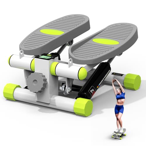 HARISON Mini Stepper with LCD Monitor, 330 LB Capacity for Home Cardio | Compact Stair Training Machine With Quiet Hydraulic Resistance, Portable Design For Under Desk Workouts & Small Spaces - color: White