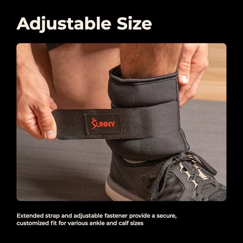 Sunny Health & Fitness Ankle Weights for Women, Men & Kids – Adjustable 1–5 lb Pair | Wrist, Arm & Leg Weights for Walking, Pilates, Yoga & Cardio - size: 1 LB