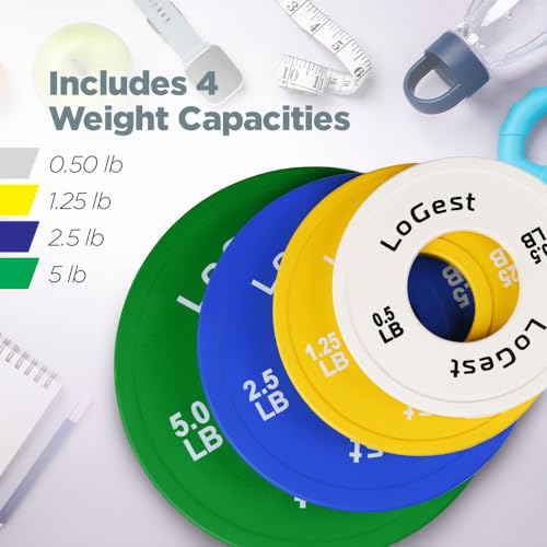 Logest Change Weight Plates 0.50LB 1.25LB 2.5LB 5LB Set Weight Plates for Olympic Bars Perfect for Strength Training Weight Plates Exercise Balance Increase Fractional Plate Olympic Bumper Plates - color: 0.5-1.25-2.5-5 LB (8 Piece Set)