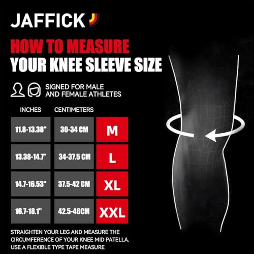 Jaffick Knee Sleeves (1 Pair),Double Layer Compression Knee Braces for Suitable for Squats, Weightlifting, Powerlifting, Gym Exercises, Unique Pressure Belt Design，7MM Neoprene Sleeves - size: XL