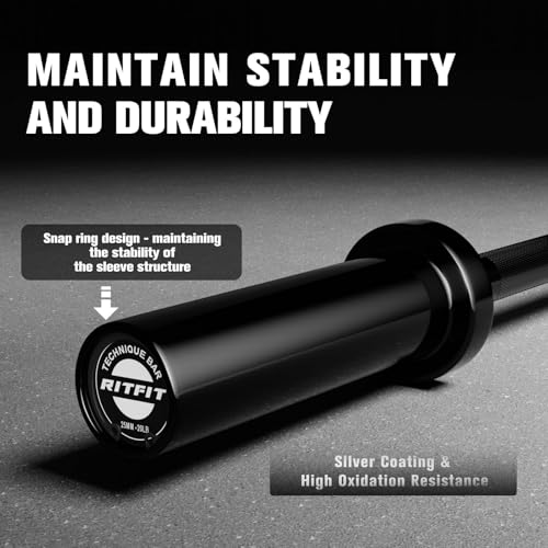 RitFit Barbell Weight Set - 4/6FT Olympic Barbell with Weight Plates (55-115LB Total) - Weightlifting Equipment for Squats, Curls, Deadlifts, Presses, Hip Thrusts - color: Black, size: 4FT With 35LB Plates