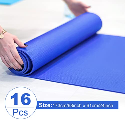 Funtery 3 mm Thin Yoga Mats Bulk, 68 x 24 Inches Lightweight PVC Exercise Mats Non Slip Workout Fitness Pads for Yoga Pilates Stretching Classes Gym Home Studio - color: Dark Blue