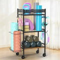 Dumbbell Rack Stand Only, Home Weight Rack for Dumbbells Kettlebells Yoga Mat, Home Gym Storage Rack with Wheels and Hooks, Space Saving Workout Equipment Organizer. ﻿