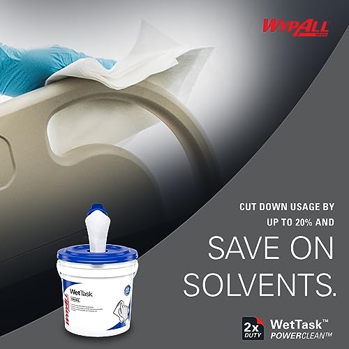WypAll PowerClean WetTask Wipes for Solvents System (06006), Center-Pull, White, Refill Only (275 Sheets/Roll, 2 Rolls, 550 Sheet Total)