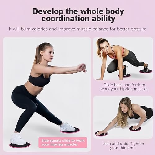 Core Sliding Discs - Dual Sided Workout Sliders for Carpet & Hardwood Floor - Home Ab Pads Exercise Equipment Fitness Sliders for Women and Men - color: Purple