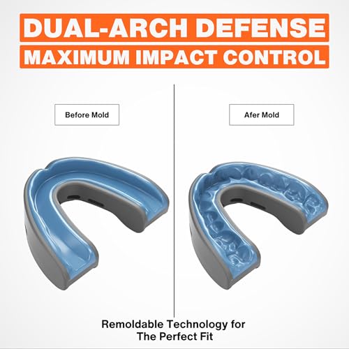 Shock Doctor Nano Double Mouthguard, Protects Upper and Lower Teeth, Youth & Adult available - color: Red, size: Adult