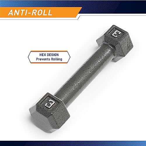 Marcy Cast Iron Hex Dumbbells Collection - Available size from 3-lb to 100-lb, SOLD INDIVIDUALLY - style: 3lbs