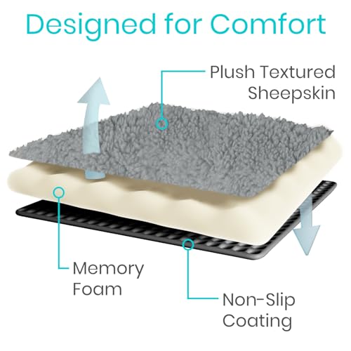 Vive Mobility Knee Scooter Pad Cover - Soft Plush Adult Sheepskin Memory Foam Cushion, Walker Accessory for Knee Roller, Padded Leg Cart Improves Comfort with Injury, Universal Fit (Gray) - color: Gray