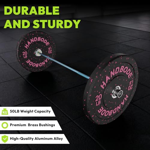 HANDBODE 5lb Mini Barbell, 4 ft Short Beginner Bar for Women Boys&Girls - color: 4 ft Mini Bar, 5 lb, 50 lb, 22.2mm, Blue & Silver