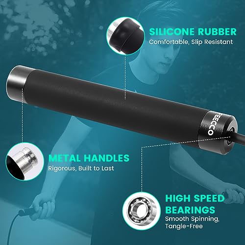 FEECCO 1/2 lb Weighted Jump Rope for Boxing, Cardio, Crossfit Workout, 8~11ft Range Adjustable Length Steel Ropes with Ball Bearings and Metal Handles, Suitable for Men and Women - color: 10' TPU Rope for 5'10"~6'3"
