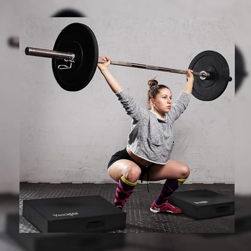 Yes4All Silencer Drop Pads/Weightlifting Drop Pads with PVC Cover & Easy Carry Handles – Sold in PairsVariation Theme - color: F. Black - 10in