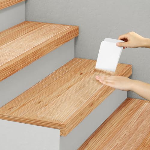 SMILOOL Clear Non Slip Stair Treads for Wooden Steps Indoor 5 Pack 4" x 28" Pre-Cut Anti Slip Stair Strips for Wood Stairs, Grip Tape Transparent Step Tread Grips for Dogs Kids and Pets, Waterproof - size: 4" X 28"