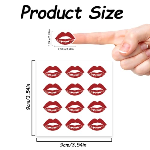 OLYCRAFT 240Pcs Individual Lipstick Stickers 20 Sheets Kiss Sticker Self-Adhesive Stickers Self-Adhesive Paper Decorative Stickers Red Lips Planner Stickers for Party Decorative Presents Sealing - style: Lipstick