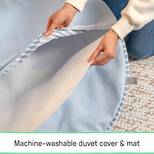 Ingenuity Cozy Spot Reversible Duvet Baby Play Gym & Play Mat with Wooden Toy bar - Elephant March (Neutral Safari), Newborn and up - color: Elephant March