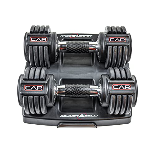 CAP ADJUSTABELL Adjustable Dumbbell Set, Premium Quick Select Adjustable Weights for Strength Training, Singles & Pairs, 12.5 LB, 25 LB & 55 LB, Round & Hex Dumbbells, Multiple Grip Handle Options - size: 12.5 lb - Honeycomb Chrome and Black Handle, style