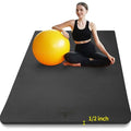 Hatha Yoga Large TPE Yoga Mat 6'x4'x1/2" Extra Thick Non-Slip Exercise Mat - for Yoga Pilates & Home Gym Workouts - color: Black