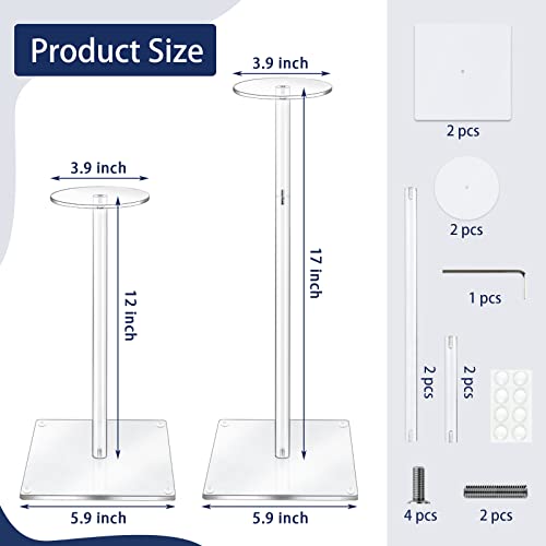 Acrylic Hat Stand and Wig Display Rack, 2pcs 17" Clear Hat Stands for Display, Adjustable Height Hat Holder, Square Barbell Base Display, Hat Rack Stand for Display Jewelry Watch Helmets - size: Square Base