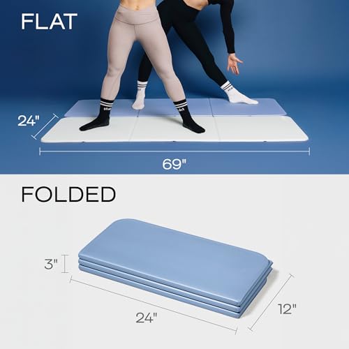 Stakt The Original Foldable Yoga Mat, Premium Foldable Exercise & Workout Mat with Non-Slip Surface, Lightweight Portable for Studio or Home Use, As Seen on Shark Tank - color: Tide