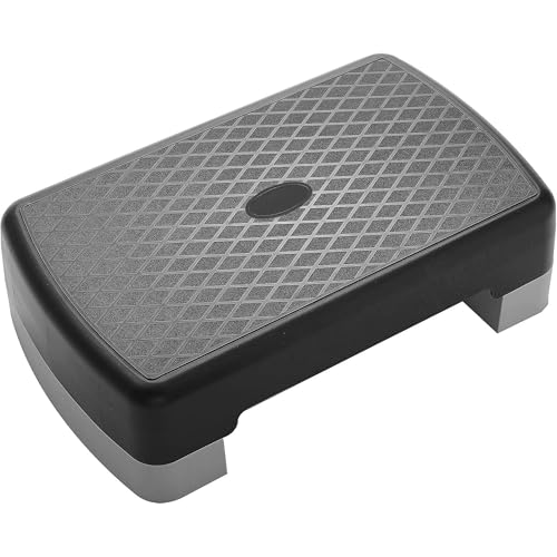 Fitvids Aerobic Step Platform Trainer with Adjustable 2-Level Risers, 400 Pound Weight Capacity – Non-Slip Exercise Stepper for Cardio, Strength, and Fitness Workouts, 18-Inch, Multiple Colors - color: Black and Gray