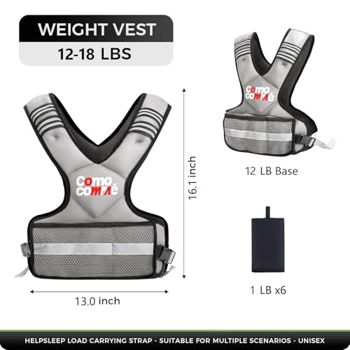 Adjustable Weighted Vest for Men Women, 4-10lb/12-18lb/20-32lb Vest with 6 Ironsand for Weights Running Workout and Training, Adjustable Body Weight Vest Exercise Set for Running, Walking - color: Grey, size: 12-18 lb