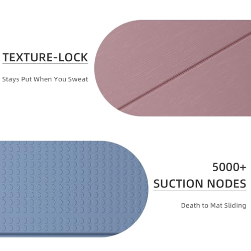 LVME Foldable Yoga Mat, 71"x24"x1/3" Thick, Non Slip Exercise Mat | SGS Certified POE, Fitness Travel Mat, Easy To Store, Foldable for Exercise, Yoga, Pilates, Home Workouts - color: Dusty Pink + Silver Blue