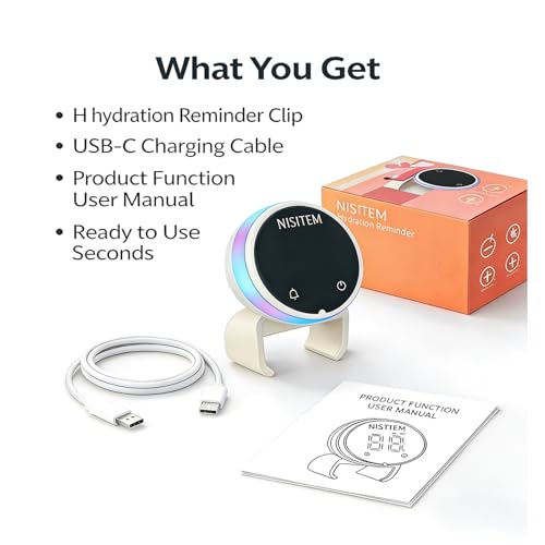 Drink Water Reminder for Stanley Cup 2.0 30oz 40oz – Water Bottle Reminder to Drink, Hydration Tracker Timer Clip, Smart Water Reminder Device, LED Beep Alert, USB-C Stanley Accessory