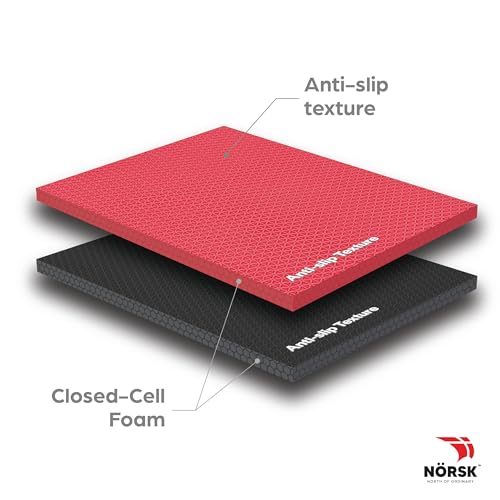Norsk Dual-Sided Reversible 1/2" Foam Exercise Mats for Home Gym - Interlocking EVA Foam Tiles - color: Red / Black, size: 36 Tiles - 144 Sq. Ft.