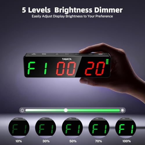 Portable Workout Timer, Workout Clock for Home Gym Garage Boxing, Gym Timer Clock with Strong Magnet, Powerful Battery, Adjustable Brightness for Fitness Enthusiasts Coaches