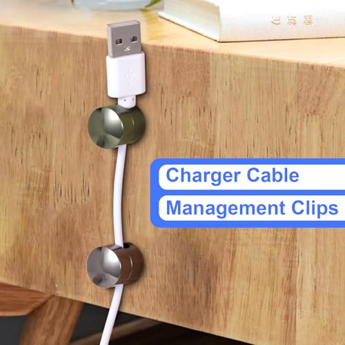 SmallCat 3 Sets Charger Holders for Cords, Gold/Silver/Antique Copper Adjustable Cable Anchor Holders, Adhesive Metal Cord Clips, Cable Management Wire Organizers for Desk, Office, Nightstand - color: Gold, Silver, Antique Copper, size: 3 Sets
