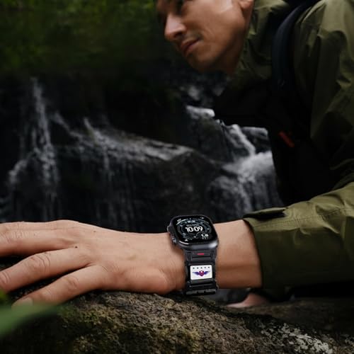Rugged Nylon Band for Apple Watch Ultra 3/2/1 Series 11 10 9 8 7 6 5 4 SE/3/2/1 for Men,Breathable Stars-Stripes Flag Wristband Workout Athletic Strap for iWatch Ultra Bands 49mm 46mm 45mm 44mm 42mm - color: 06-Black-Red Blue Flag-Metal adapter, size: 49/