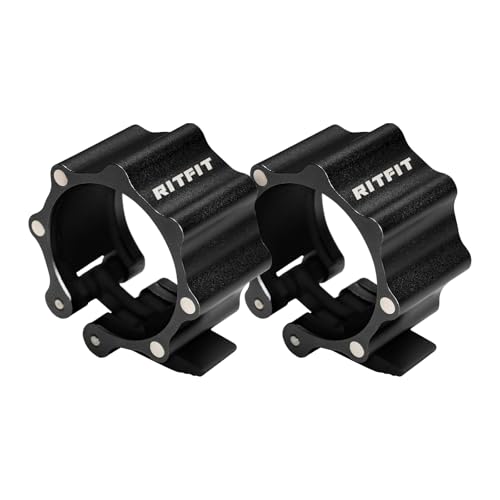 RitFit 2-Inch Magnetic Barbell Collars Locking Clamps - Heavy Duty Aluminum Alloy, Quick Release with Non-Slip TPR Pads for Olympic Weightlifting Powerlifting Training (Pair) - color: Black
