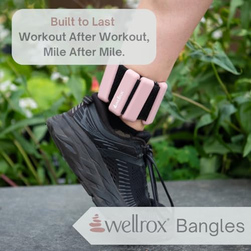 Wellrox Weighted Bangles – Adjustable Ankle and Wrist Weights for Women & Men – Set of Ankle Weights 2 lbs (1 lb Each Wrist Weight) | Weighted Arm Bands for Pilates, Yoga, Running & Walking - color: Grey