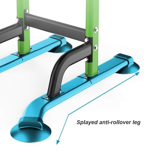 SogesHome Power Tower Pull Up Bar and Dip Station, Height Adjustable Dip Stand Exercise Machine for Home Gym, Multi-Functional Free Standing Strength Training Fitness Workout Station - color: Green