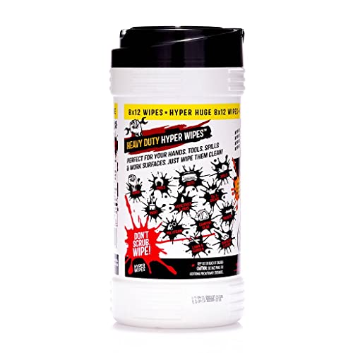 Juniper CLEAN Hyper Wipes, 4 Pack Heavy Duty Hand & Tool Cleaning Wipes, 8"x12" Multi-Surface Cleaning Wipes, Degreasing, All Purpose Cleaner, Mechanic, Work Wipes, 360 Count Canister - size: 90 Count (Pack of 4)