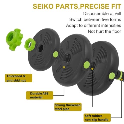 Adjustable Dumbbell Set, 44/66/88 Lbs Free Weight Dumbbells Set, 4 in 1 Dumbbells Set Used As a Kettlebell, Barbell, Push Up Stand, Exercise & Fitness for Home Gym, Black & Green - size: 66 LB-Round