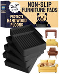 CasterMaster Non-Slip Rubber Pads - 2x2 in Black, 8 Pack | Rubber caster cups & feet - anti-skid - Use for furniture, keep from sliding, scratch protection - color: Black, size: 2'' x 2'' (Pack of 8)