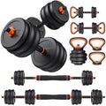 FEIERDUN DS2 Adjustable Dumbbells, 20/30/40/45/70/90lbs Free Weight Set with Connector, 5 in1 Dumbbells Set Used as Barbell, Kettlebells, Push up Stand, Weight Plate, Fitness Exercises for Home Gym Suitable Men/Women - style: E.70LB(35LB Pair)