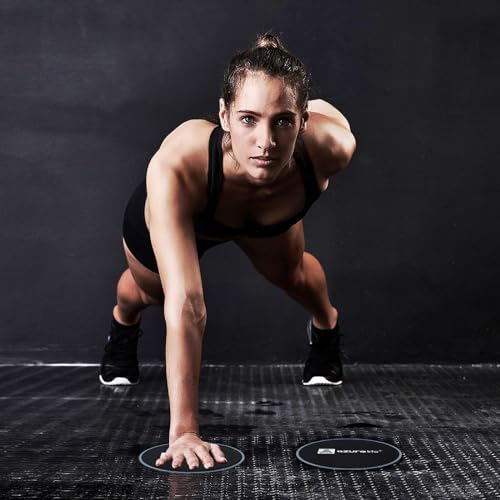 A AZURELIFE Exercise Core Sliders, Dual Sided Exercise Gliding Discs Use on Carpet or Hardwood Floors, Light and Portable, Perfect for Abdominal&Core Workouts - color: Gray
