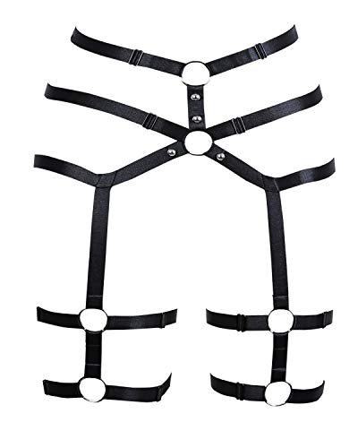 Garter Leg Belt Harness Leg Rave Thigh Garter Harness Strappy Garter Belt for Women Black