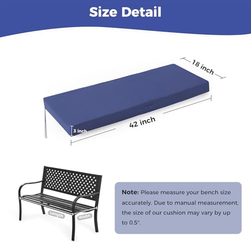 IPYNBAP Outdoor Bench Cushions for Outdoor Furniture, 42x18x3 Inch, Waterproof Bench Pillow, Fade Resistant Long Bench Seat Pads for Garden, Indoor, Porch Swing, Navy Blue - color: Navy Blue, size: 42×18×3 Inch