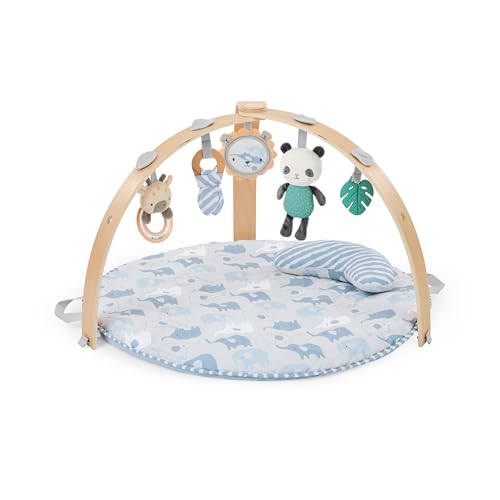 Ingenuity Cozy Spot Reversible Duvet Baby Play Gym & Play Mat with Wooden Toy bar - Elephant March (Neutral Safari), Newborn and up - color: Elephant March