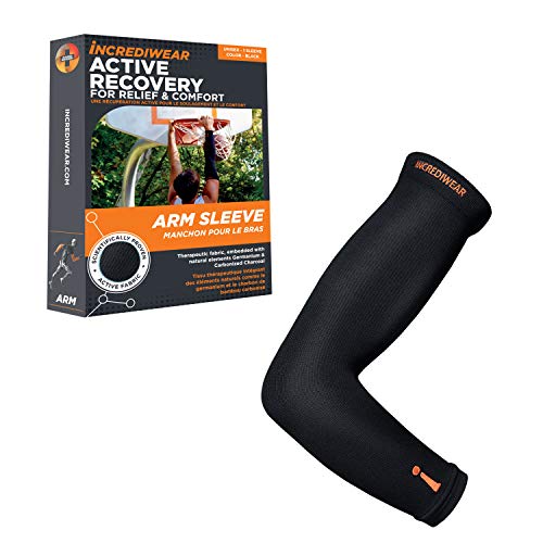 Incrediwear Arm Sleeve – Infrared Arm Sleeves for Men & Women, Arm Support | Muscle Recovery & Muscle Pain Relief for Tennis Elbow Tendonitis, Arm Sleeves for Baseball, Basketball, Football, Working Out - color: Black, size: Small/Medium (Pack of 1)
