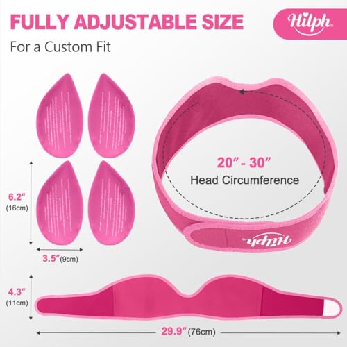 Hilph Wisdom Teeth Ice Pack Head Wrap – Face Ice Pack for Jaw Oral Surgery & TMJ Relief, Upgraded Large Jaw Ice Wrap with 4 Hot Cold Gel Packs for Dental Surgery, Tonsillectomy, Tooth Extraction, Pink - color: Red