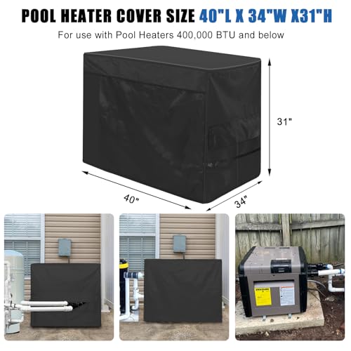 Pool Heater Cover for Hayward,600D Heavy Duty Pool Heater Cover for Outside Units Pool Heater Winter Cover Waterproof Pool Pump Equipment Cover 40" L X 34" W X31 H