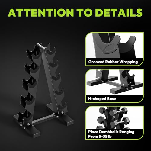 HANDBODE A-Frame Dumbbell Rack | Ideal for home gym, space-saving triangular frame, heavy-duty steel, holds multiple dumbbells securely - color: 1 X 5-Tier A-Frame (300lb)