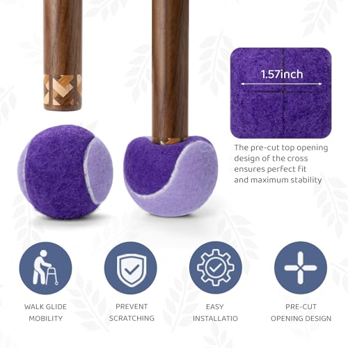 ANCKNE Walker Tennis Balls Precut Tennis Balls for Walkers 4PCS Walkers Legs Universal Precut Glide Balls, Heavy Duty Long Lasting Felt Pad Glide Coverings for Furniture Legs and Floor Protection - color: Light/Deep Purple