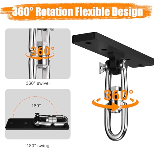 Punching Bag Hanger, 900 LBS Heavy Bag Wall Mount & Ceiling Hanger with 360° Swivel, Thick Steel Boxing Mount for MMA, Muay Thai & Home Gym (Multiple Mounting Options) - color: Ceiling - Flat Bracket