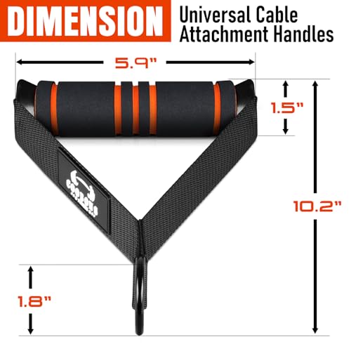 Heavy Duty Exercise Handles, Gym Cable Handles for Cable Machine Attachments, D Handle Cable Attachments, Handles for Resistance Bands, Workout Accessories, Fitness Equipment for Home Gym - color: Black Orange