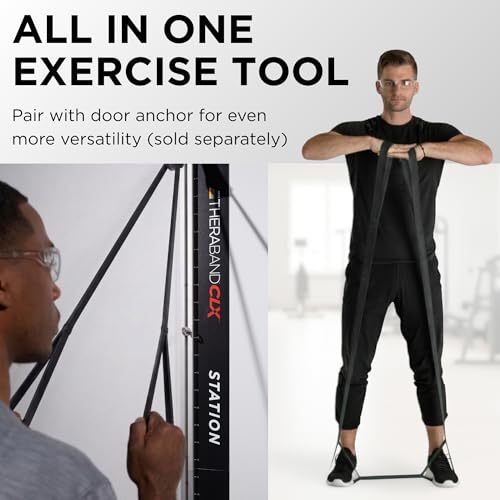 THERABAND CLX Resistance Band with Loops, 5 Feet, Silver, Super Heavy, Non-Latex, Elastic Band for Exercise, Mobility & Rehab, Stretching, Home Workouts, Color-Coded for Easy Resistance Levels - color: Level 5 / Special Heavy - Black