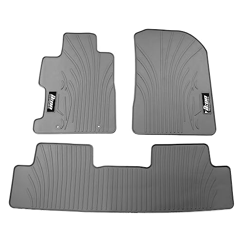 Fit 2006-2011 Honda Civic Coupe & Sedan Floor Mat IKON Style Gray/Grey | IKON MOTORSPORTS, All Weather Easy Clean Interior Car Carpets Full Set 3 Pieces Latex - color: Gray